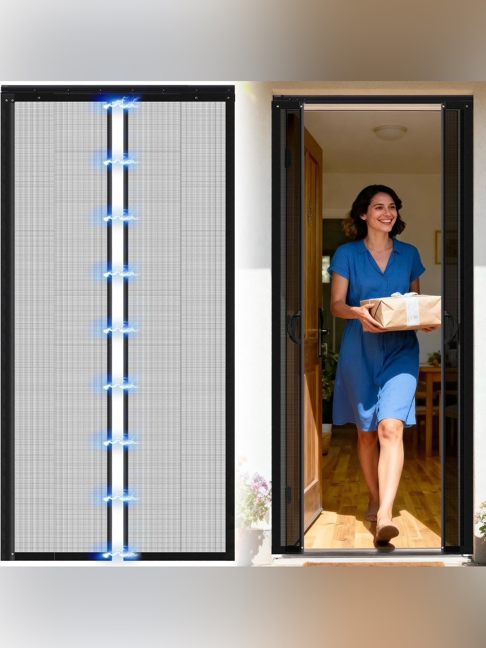 Beeveer Retractable Screen Door with Sliding Track Fits Door Size 32 x 80 Inch